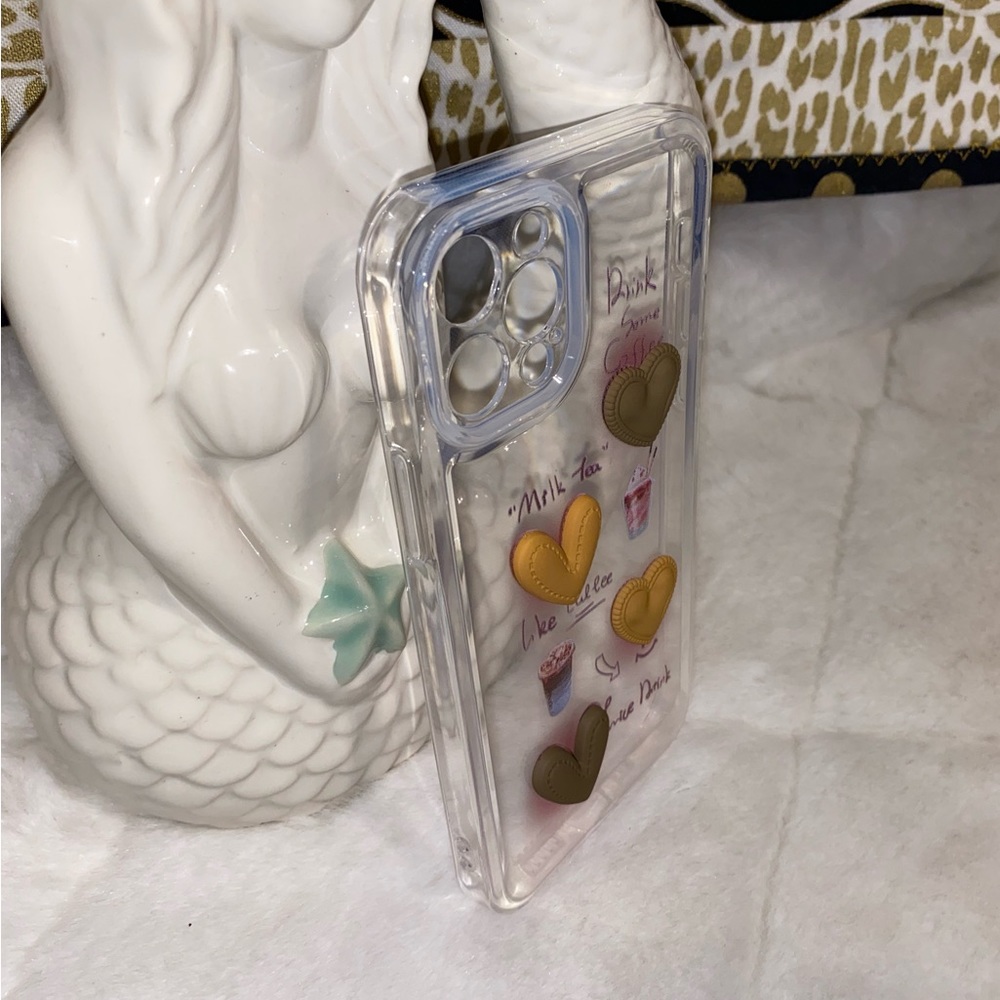 IPHONE 11 PRO MAX 3D BUBBLE HEARTS & COFFEE CUPS PHONE CASE